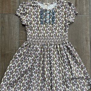Matilda Jane Suzette Lap Dress White with Purple & Blue Floral Print Sz 6